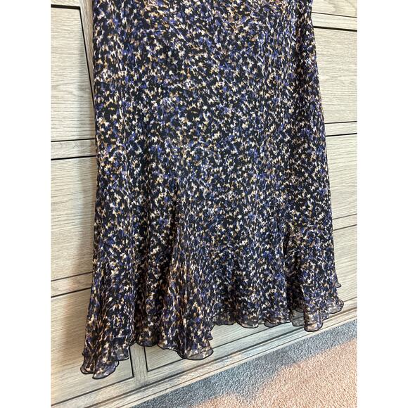 Jones New York Collection | 100% Silk Navy/Black Fluttered Skirt | 14 - Picture 5 of 10